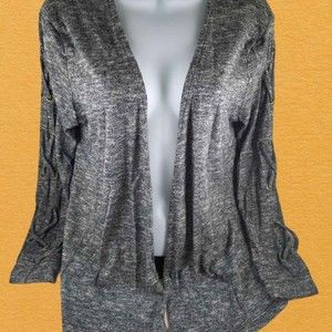 New Womens Sweater Selfie Self Esteem BlackWhite Open Front Lace Up Sleeve Large